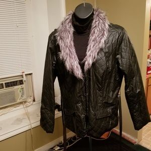 Faux fur leather jacket